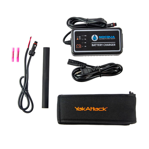 20Ah YakAttack Kayak Fish Finder Battery Power Kit | Portable Lithium-ion Water Resistant Battery Pack Powered by Nocqua | 110 Volt Charger and Device Connection | Kayak Fishing Accessories