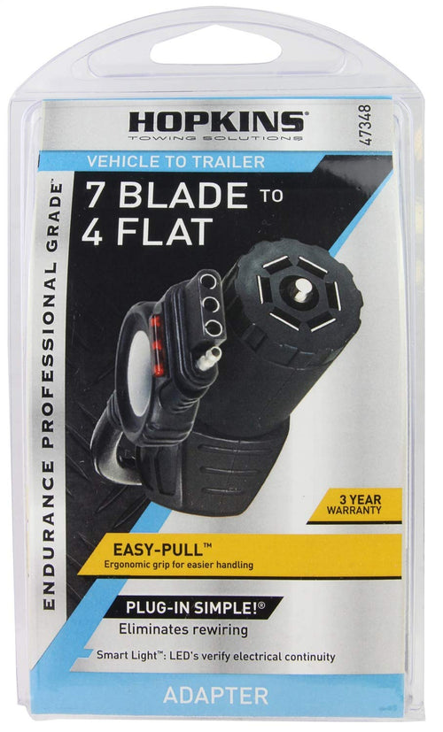 Hopkins Towing Solutions Endurance 47348 Easy-Pull LED Test 7 Blade to 4 Flat Flex Adapter