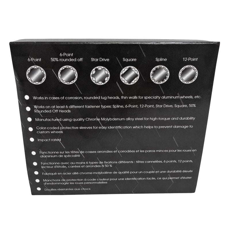 6 Way Socket Pro – Counteract 3pc Set - 22mm, 7/8", 15/16"mm - 1/2" Drive