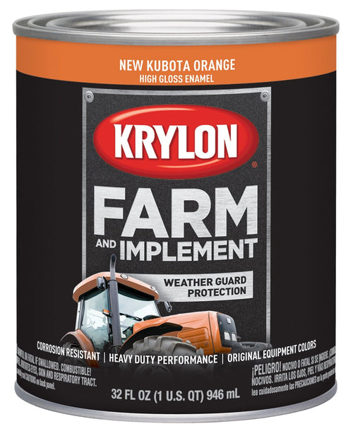 Krylon® 2043 Brush Farm & Implement, High Gloss, New Kubota Orange, 1 Quart Architectural Paints