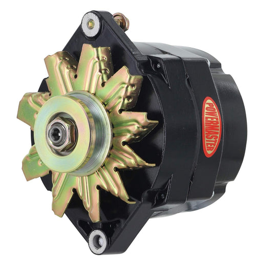 Black Powermaster 8-56141 Alternator (Upgrade 150A 1V Pulley 1 Wire Motorola Replacement 1" Mating flange)