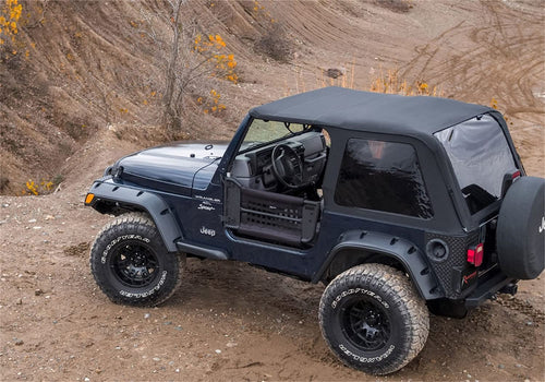 Rampage Products Trail Top Kit Frameless with Hardware | Vinyl, Black Diamond Color with Tinted Windows | 106535 | Fits 1997-2006 Jeep Wrangler TJ