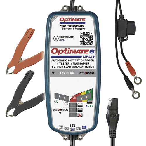 Optimate 6 AmpMatic - 6A 12V, High Performance Automotive Battery Charger & maintainer for premium AGM, Deep-Cycle Batteries (TM-361)