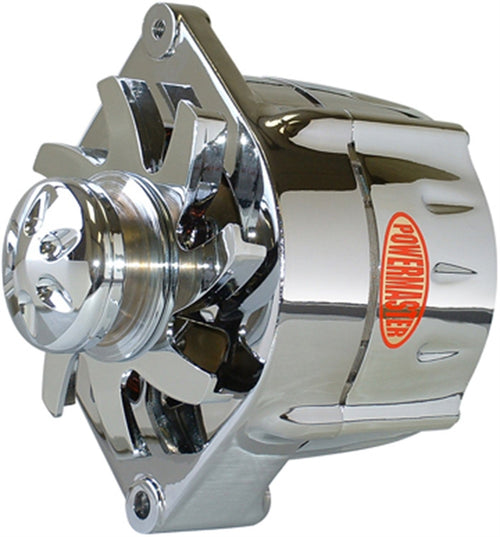Alt GM Powermaster 12SI Chrome 150A Smooth Look™ 6 grv Pulley & Baffle 1 or 3 Wire