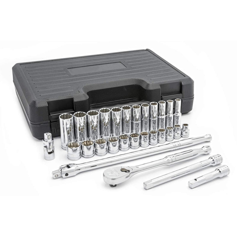 29 Pc. GEARWRENCH 3/8" Drive 12 Pt. Standard & Deep Mechanics Tool Set, Metric - 80692