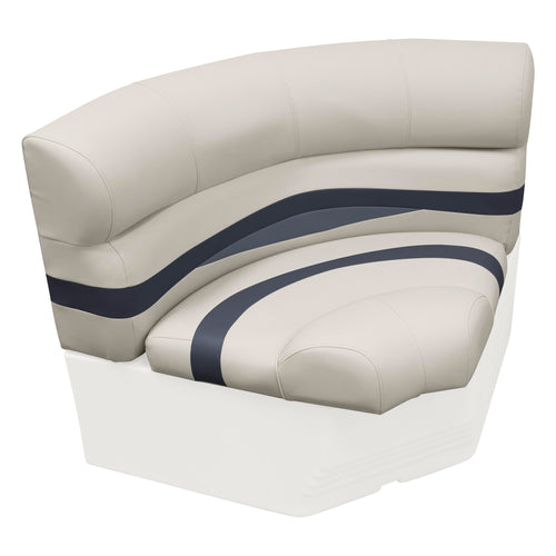Wise Premier Series BM11002-986 Pontoon 32" Bow Radius Corner Seat Cushion Set, Platinum/Spectra Navy/Cobalt