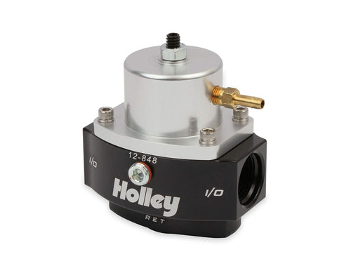 Holley 12-848 8AN Return 10AN Inlet / Outlet 40-70 PSI Billet Fuel Pressure Regulator, Black Anodized