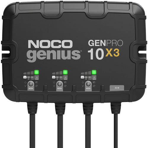 NOCO Genius 3-Bank GENPRO10X3, 30A (10A/Bank) Smart Marine Battery Charger, 12V Waterproof Onboard Boat Charger, Battery Maintainer and Desulfator for AGM, Lithium (LiFePO4) and Deep-Cycle Batteries