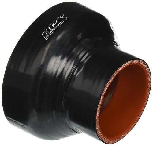 HPS Silicone HTSR-250-400-BLK High Temperature 4-ply Reinforced Reducer Coupler Hose, 40 PSI Maximum Pressure, 3" Length, 2-1/2" > 4" ID, Black