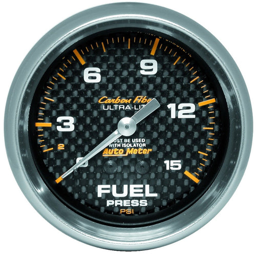 Auto Meter Carbon Fiber 4811 Mechanical Fuel Pressure Gauge