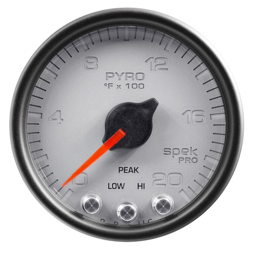 AutoMeter Gauge, P31022 Pyro. (Egt), 2 1/16", 2000ºf, Stepper Motor W/Peak & Warn, Slvr/Blk, Spek