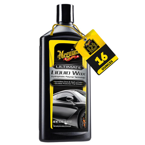 Meguiar's Liquid Ultimate Wax, Improved Liquid Car Wax Formula for Durable Protection that Shines, Premium Towel and Applicator Pad Car Accessories Included, 16 Oz Bottle