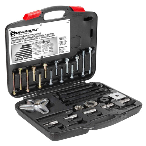 Powerbuilt Harmonic Puller & Installer Balancer, Specialty Tools Car Engine & Vehicle Drive Train, Crankshaft, Pulleys, and Gears 40 Piece - 647758