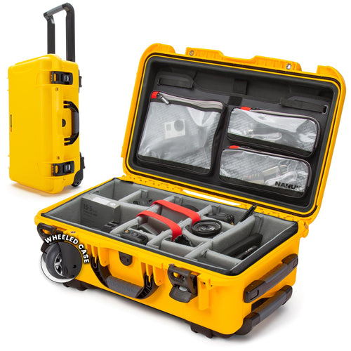 Pro Photo Kit NANUK 935 – Waterproof Travel Camera Hard Case with Padded Dividers and Wheels, 22” x 14” x 9” - Dustproof and Impact Resistant, Airline Carry-On Approved – Yellow