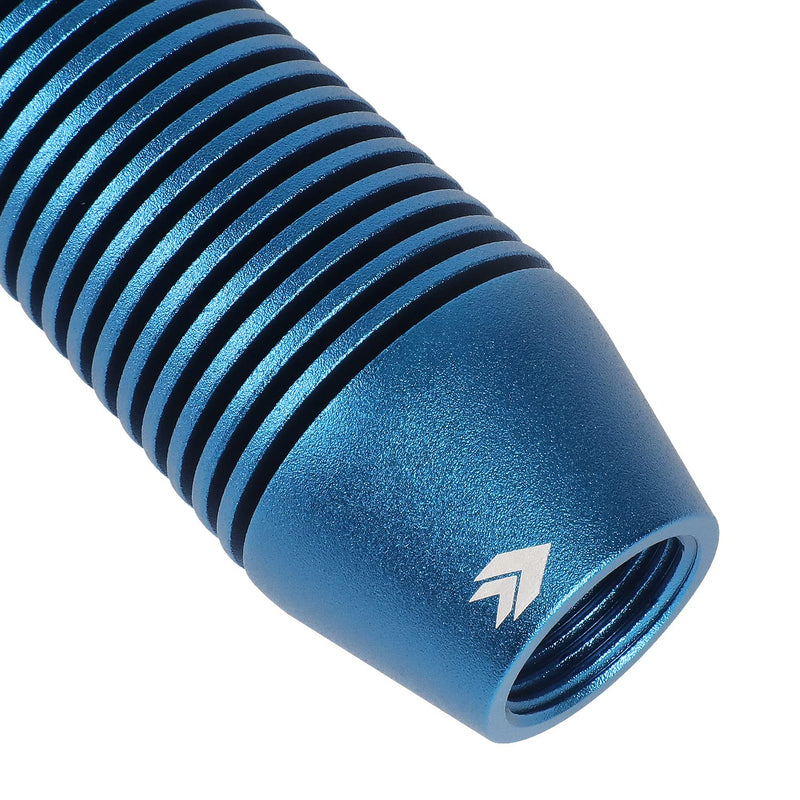NRG Innovations Universal Aluminum SK-710BL Shift Knob with Thread Adapters, Heatsink Style Long Curvy Cylinder Lever, Blue