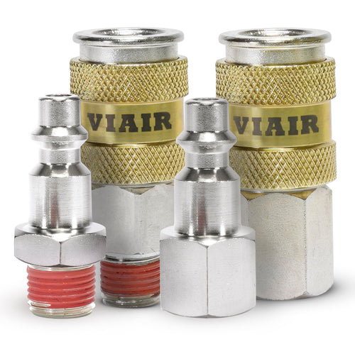 High Flow Couplers 1/4" NPT M & F, Quick Connect Studs 1/4" M & F, With VIAIR LOGO