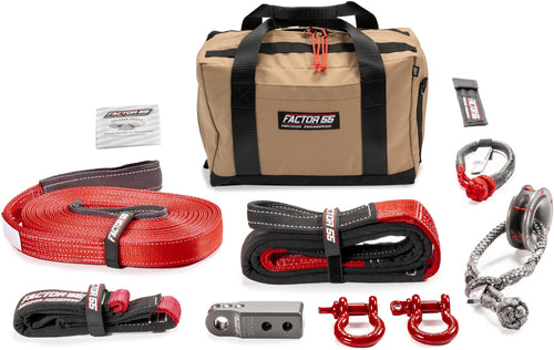 Sawtooh Factor 55 Winch and Tow Recovery Kit for Trucks, Jeeps, and SUVs, with Gray Hitchlink and Medium Bag