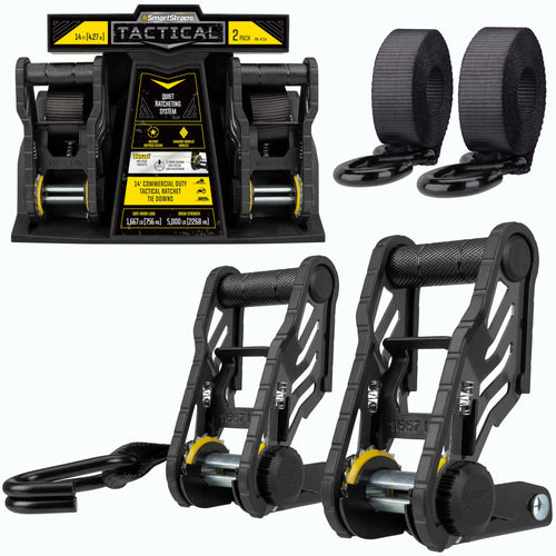 14-Foot SmartStraps Ratchet Tie Down Straps 2-Pack, Tactical Handle, ZeRust Technology, 1,667 lb Safe Work Load, 5,000 lb Break Strength