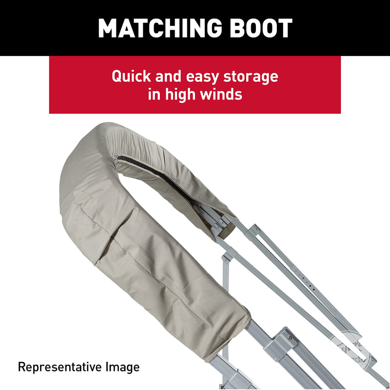 Manual Bimini Top Kit TAYLOR MADE PRODUCTS for Boats – 8'W x 10'L (Beige) – Bimini Top Replacement Kit Includes Frame, Canvas, Storage Boot – Four-Bow Bright Dip Anodized Aluminum Frame – 2020329857