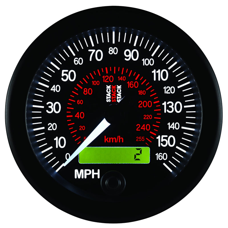 88mm Stack ST3801 Black 0-160 MPH/260 km/h Programmable Electronic Speedometer