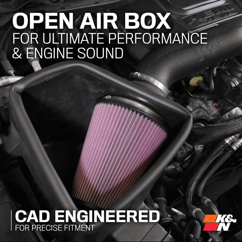 Cold Air Intake System K&N: High-Flow Air Filter, Increase Performance & Towing: Compatible with 2019-2024 RAM 1500, 63-1578