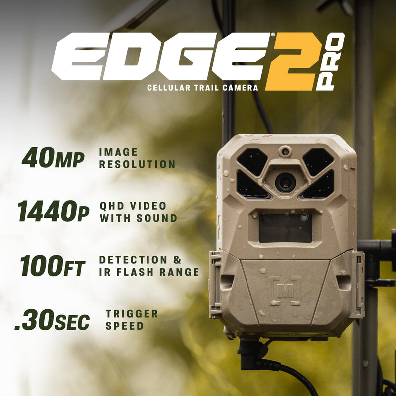 Moultrie 2 Pro Edge Cellular Trail Camera - Auto Connect Nationwide 4G LTE - On Demand 40MP Photo - 1440P Video with HD Audio - Ai False Trigger Elimination - 100 Ft Detection Range - No-Glow Flash