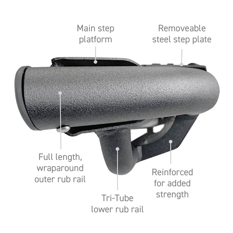 Dominator Xtreme DT Side Steps | Go Rhino 73" Mild Steel, Textured Black | DT60073T