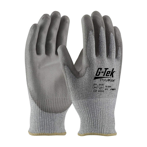 G-Tek 16-564/XXS, Seamless Knit PolyKor® Blended Glove Industry Grade with Polyurethane Coated Flat Grip on Palm & Fingers - Bulk Pack