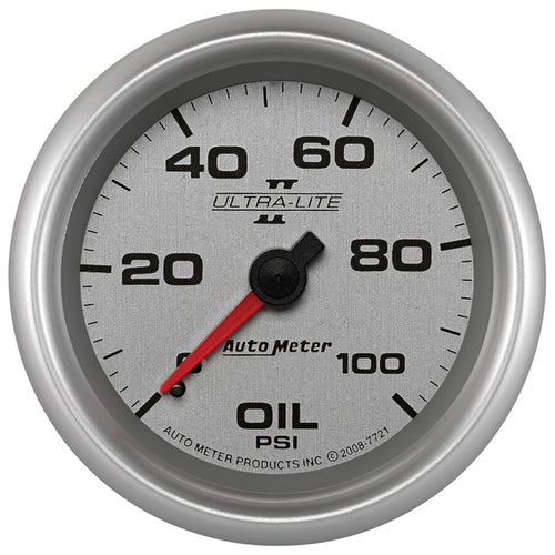Auto Meter Ultra-Lite Pro II 2-5/8" 0-100 PSI Mechanical Oil Pressure Gauge