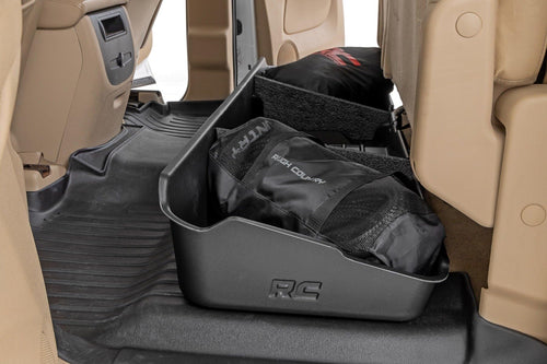 Under Seat Storage Rough Country for Chevy Silverado 1500 & GMC Sierra 1500 (2007-2013) CrewCab - Custom-Fit, Durable, Anti-Skid Under Seat Truck Storage