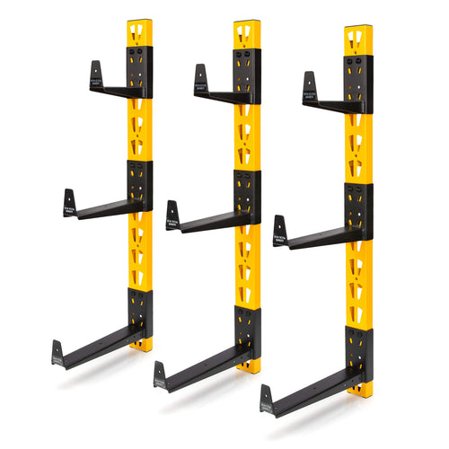 3-Piece DEWALT Wall Mount Cantilever Wood and Lumber Storage Rack for Workshop Shelving, Multi-Depth Storage, Supports a Total of 273 lbs.