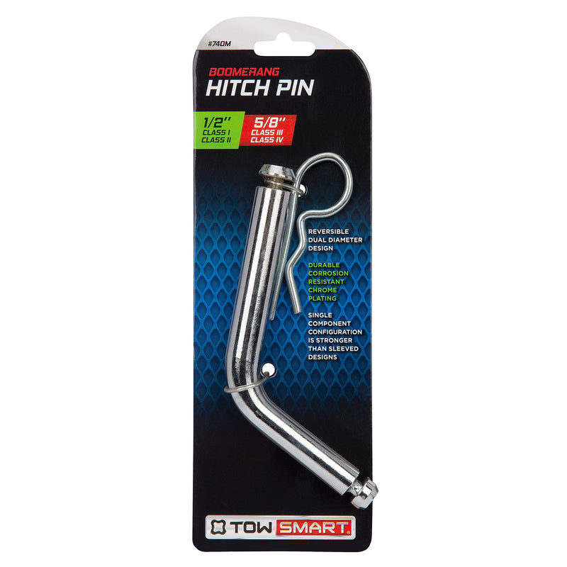Steel TOWSMART Boomerang Bent Hitch Pin, 1/2 in. and 5/8 in. Diameter Pin, Fits 1-1/4 in. and 2 in. Receivers
