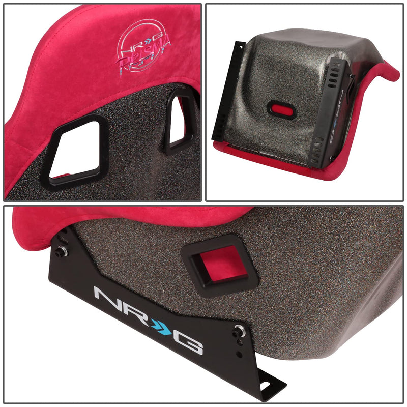 NRG Innovations Universal NRG-FRP-303RD-ULTRA Fixed Back Bucket Racing Seat with Side Mount Adapters for 6-Point Harnesses, Size M, Red Seat Cover, 22" W X 34" H X 21" D