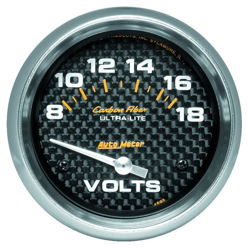 Auto Meter Carbon Fiber 4891 Electric Voltmeter Gauge,2.625 in.