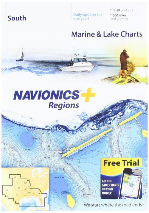 South Navionics Plus Regions Marine and Lake Charts on SD/MSD