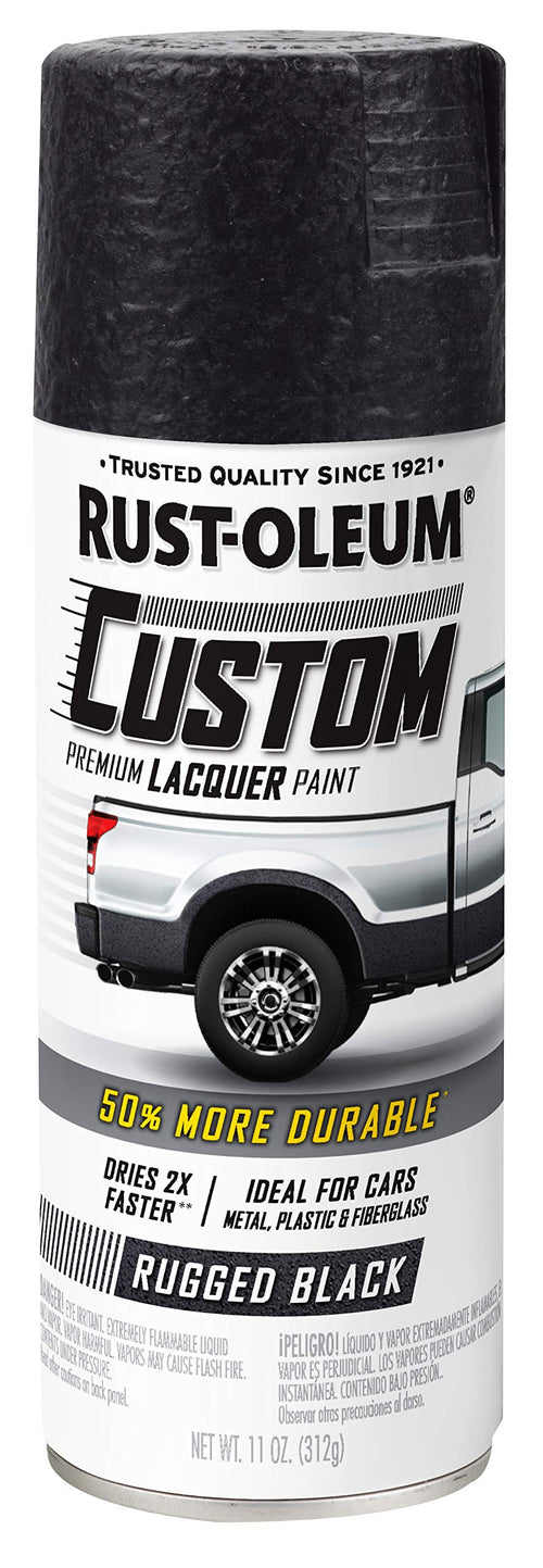 Automotive Rust-Oleum 323350 Custom Lacquer Spray Paint, 11 oz, Rugged Black