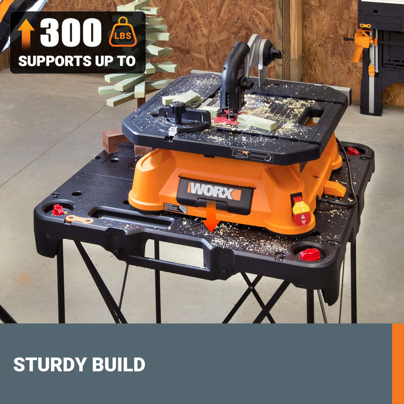 WX066 Worx Sidekick Folding Work Table, Portable All-in-one Work Bench