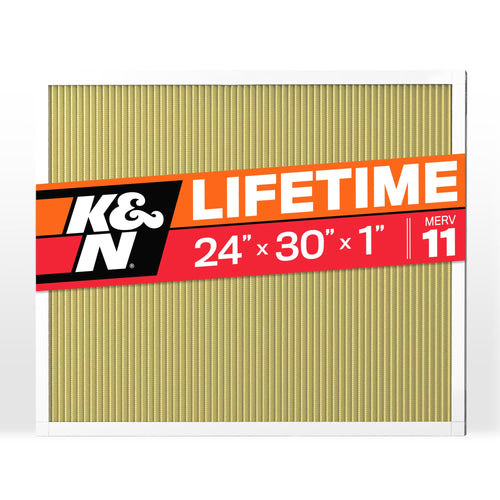 K&N HVAC Furnace Air Filter 24x30x1, Lasts a Lifetime, Washable, Merv 11, the Last Filter You Will Ever Buy, Breathe Safely at Home or in the Office, HVC-12430