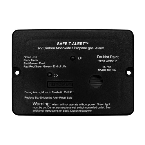 Mini Safe T Alert - Dual LP/CO Alarm - Flush Mount Black - 25-742-BL