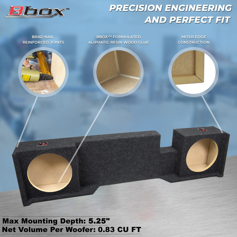 Dual Sealed Bbox 10 Inch Subwoofer Enclosure - Accu-Tuned Sealed Subwoofer Boxes & Enclosures - Subwoofer Box Improves Audio Quality, Sound & Bass - Fits 2004 - 2008 Ford F150 Super Crew / Super Cab