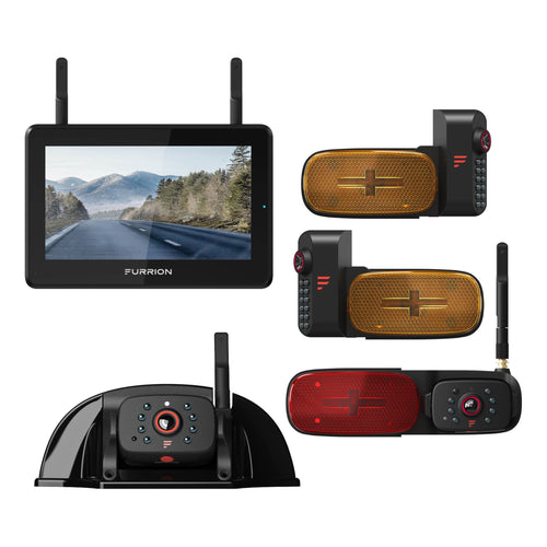 Furrion Vision S+ RV Observation System with 7" Monitor, Cameras Left/Right Side w/LED Marker Lights, Sharkfin, Rear Camera with LED Marker Light, Infrared Night Vision, Live Streaming - FOS7HTAPM