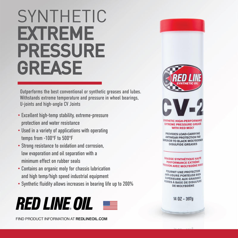 Red Line High Performance 80406 CV-2 Synthetic Grease Cartridge with Red Moly - 35 Pound Pail