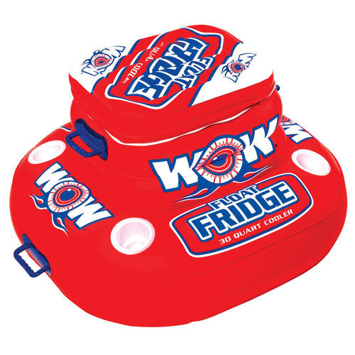 Inflatable Float Fridge - WOW Sports Cooler For Pools, Lakes, & Oceans - 4 Cup Holders & Zippered Lid