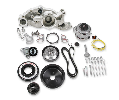 Holley Complete LS Swap Front Accessory Serpentine Drive System | Mid-Mount with Water Pump, SFI Damper, Alternator| Gen III/IV 4.8/5.3/LS1/LS2/LS3/LS6 Natural Finish 20-182