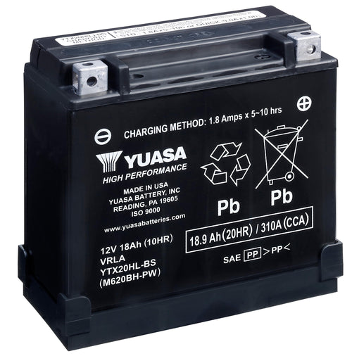 Yuasa YTX20HL-BS-PW Maintenance Free H Series AGM Battery with Acid pack YUAM620BH-PW