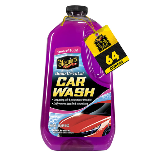 Deep Crystal Car Wash Meguiar's - Car Wash Shampoo that Cleans Paint, Enhances Gloss, and Preserves Wax Protection, pH Balanced Car Wash Soap with Excellent Foaming Action, 64 Oz