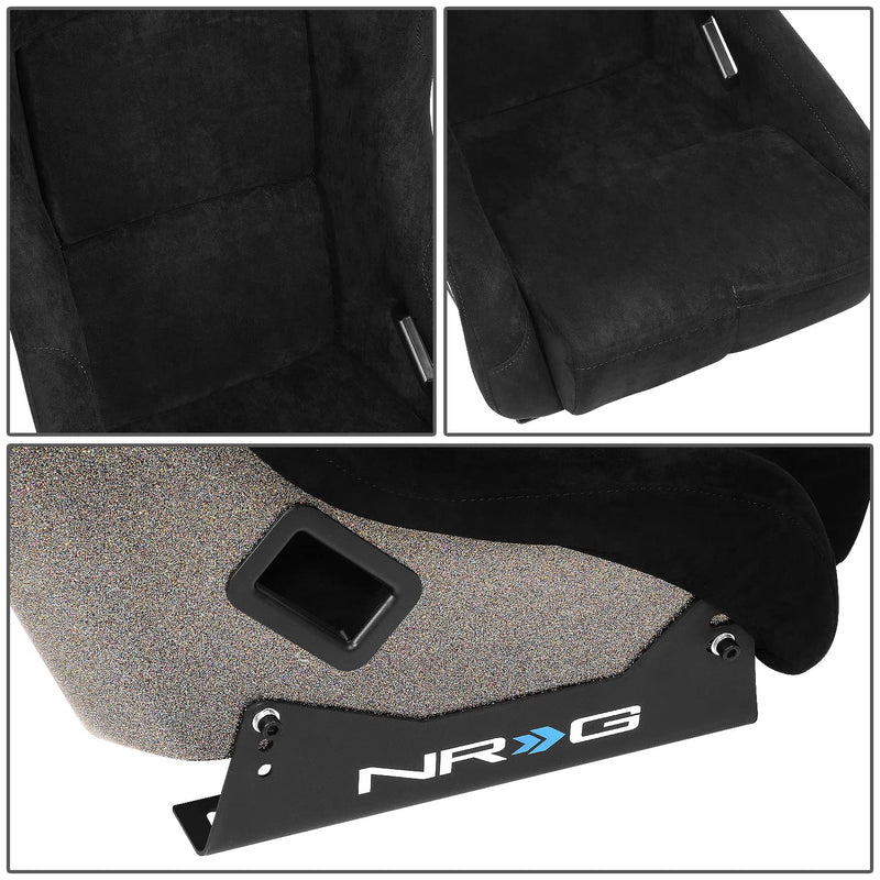 NRG Innovations Universal Fixed Back NRG-FRP-303BK-ULTRA Bucket Racing Seat with Side Mount Adapters for 6-Point Harnesses, Size M, Black Seat Cover, 22" W X 34" H X 21" D