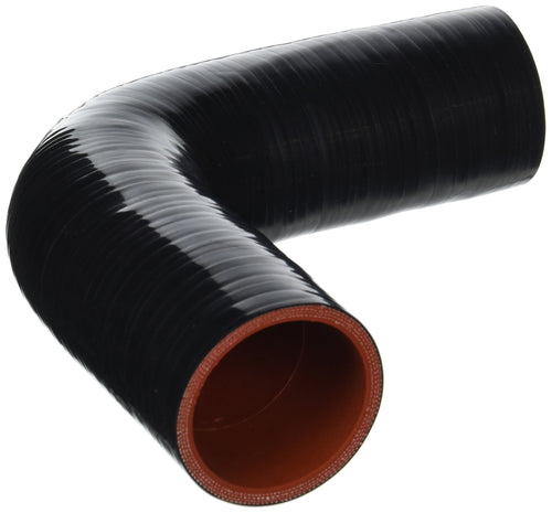 HPS Silicone High Temperature HTSEC90-212-BLK 4-ply Reinforced 90 degree Elbow Coupler Hose, 55 PSI Maximum Pressure, 3.5" Leg Length on each side, 2-1/8" ID, Black