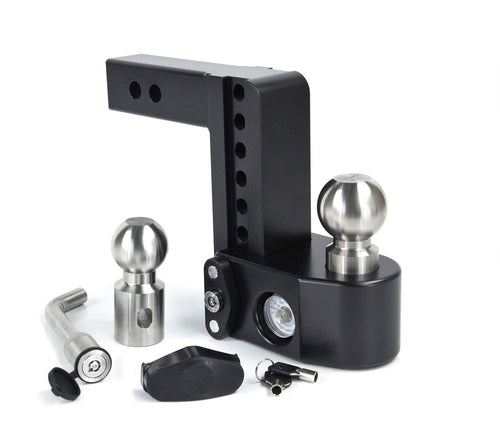 Weigh Safe 6" Drop Hitch WS62KACERBLA, 2" Receiver - Adjustable Aluminum Trailer Hitch Ball Mount w/Built-in Scale, 2 Stainless Steel Balls (2"&2-5/16") Keyed Alike Lock Hitch Pin Black CERAKOTE