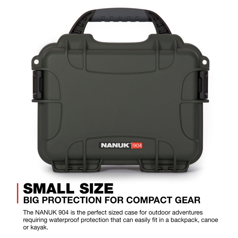 Olive Nanuk 904 Waterproof Hard Case with Foam Insert